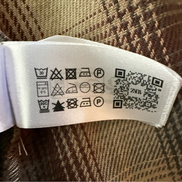 Zara Women’s Small Top Plaid Check Brown Collard Button Up Shirt Padded Western - Picture 15 of 15